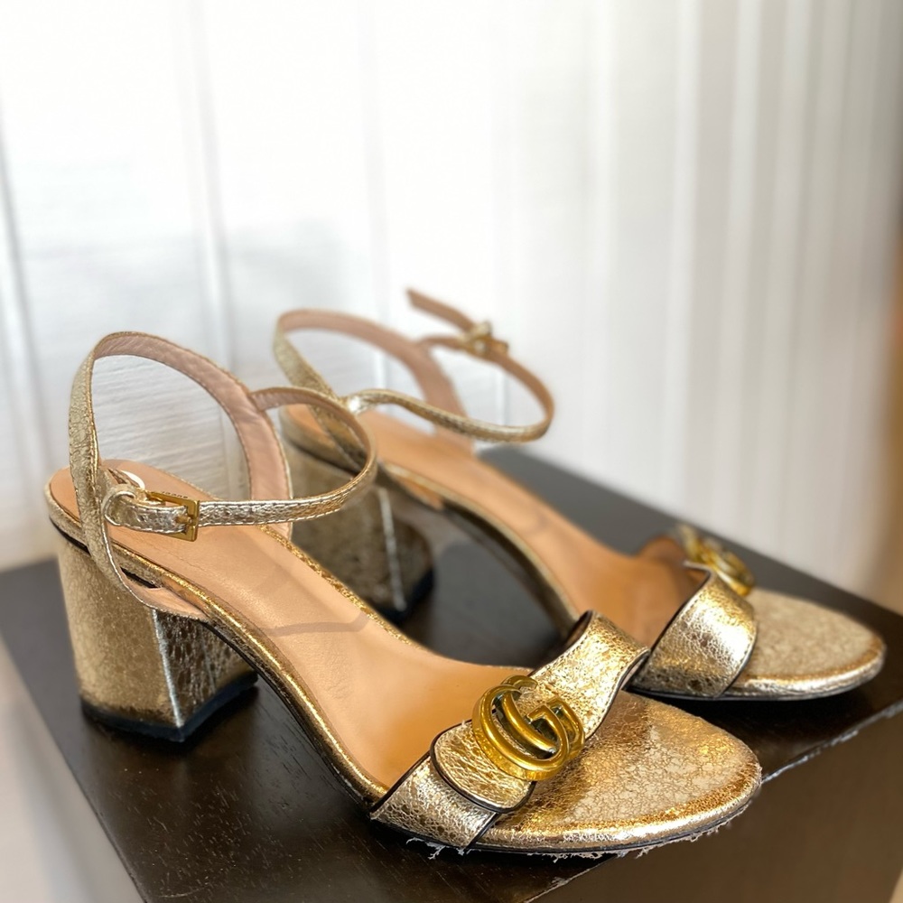 Gucci GG gold sandals